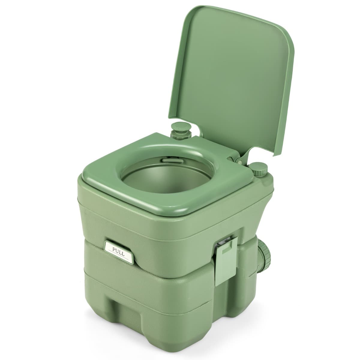 CostwayWC Chimique Portable 20L Toilette Chimique Portatif Réservoir d'eau 10L pour camping plein air 36x35x42cm, Vert