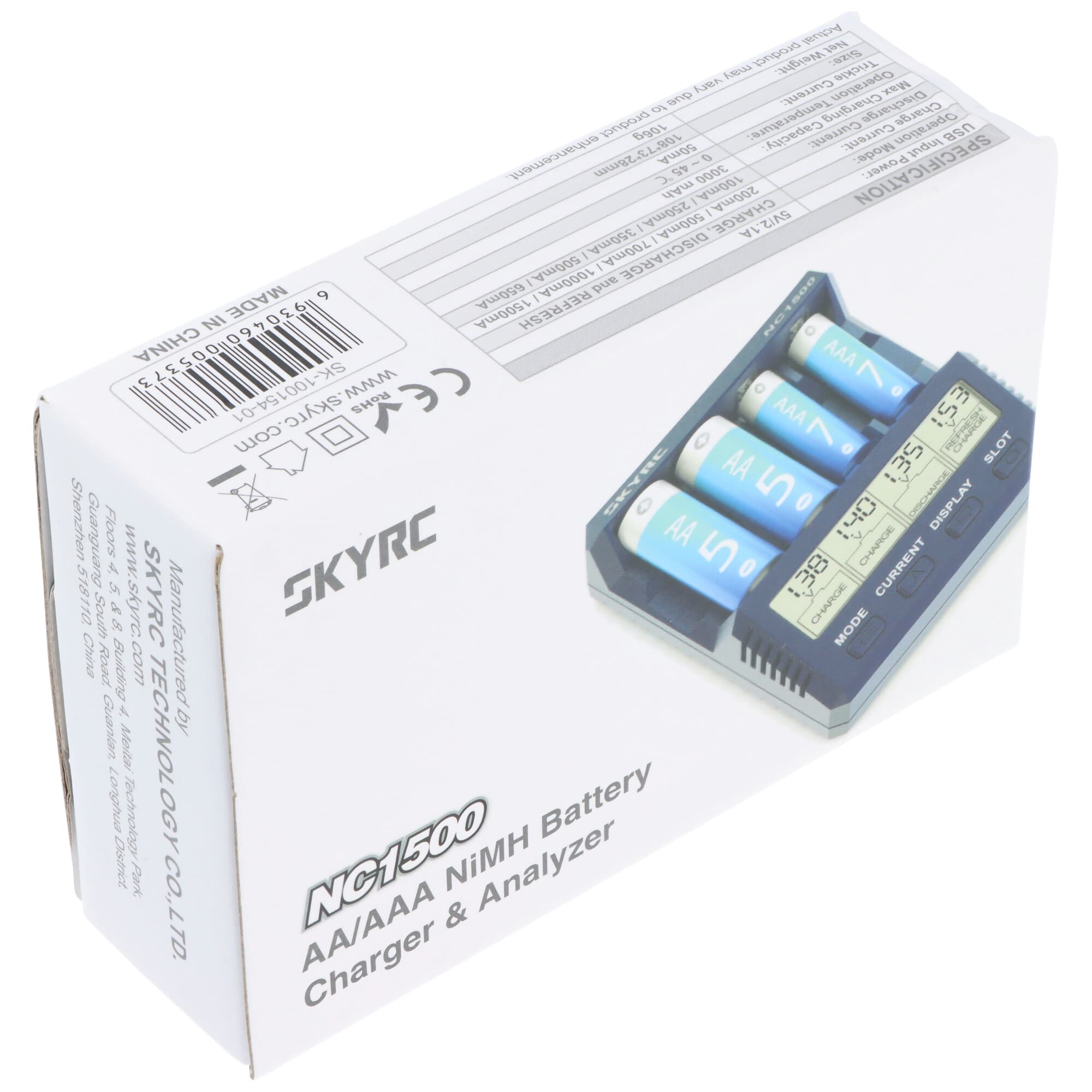 Chargeur intelligent SkyRC NC1500 avec fonction d'analyse pour batteries NiMH de taille AA, AAA